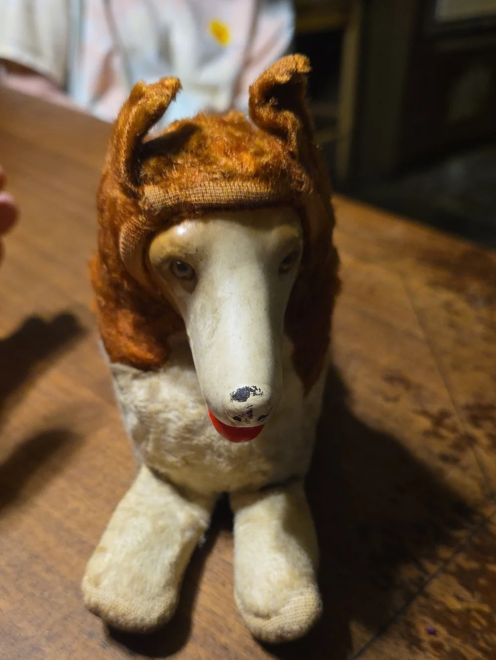 Plush Dog Toy in Brown and Cream with Removable Headband